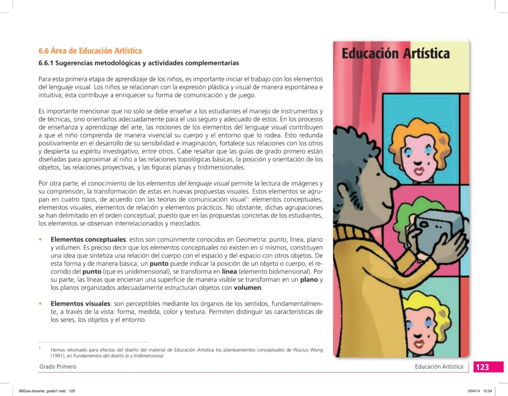 Educación Artística: Guía Docente - Grado Primero - Actividades (MEN) PDF 1 guia docente grado primero educacion artistica actividades