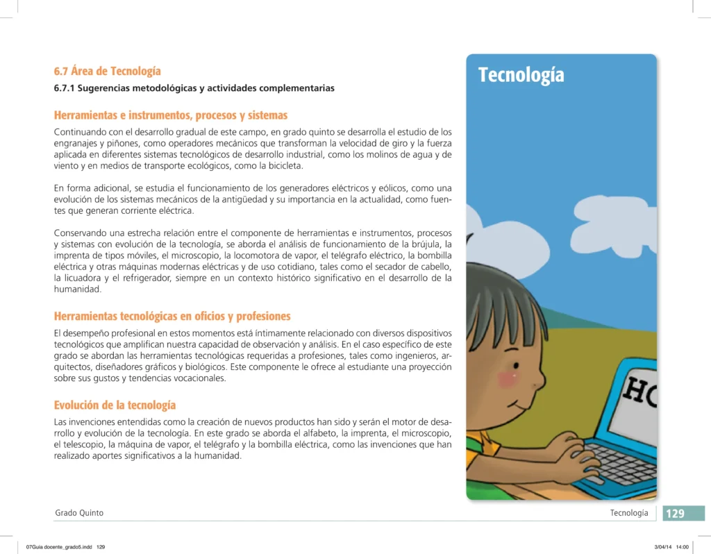 Tecnología: Guía Docente - Grado Quinto - Actividades Complementarias (MEN) PDF 1 guia docente tecnologia grado quinto actividades complementarias